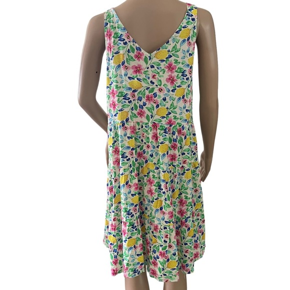 French Grey  Floral Print Sleeveless Summer Dress Empire Waist & Shoulder Ties M - Picture 3 of 15